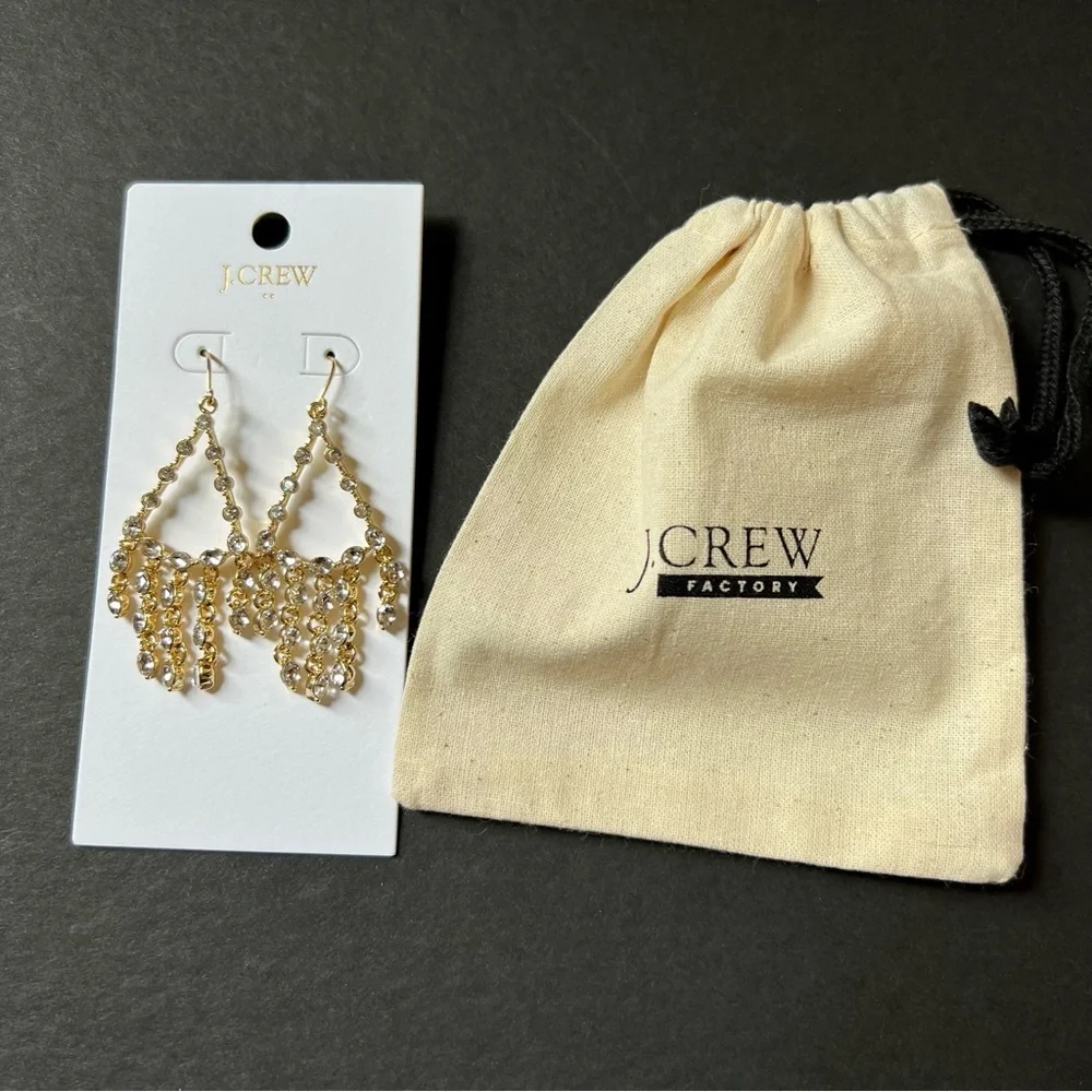 J. Crew Factory Crystal Dabgly Statement Earrings NWT